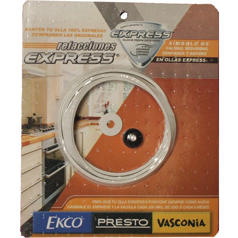 EMPAQUE, VALVULA DE SEGURIDAD Y EMPAQUE INTERLOCK 3-6-8 LTS. | Refacción y Repuesto para Ollas Express
