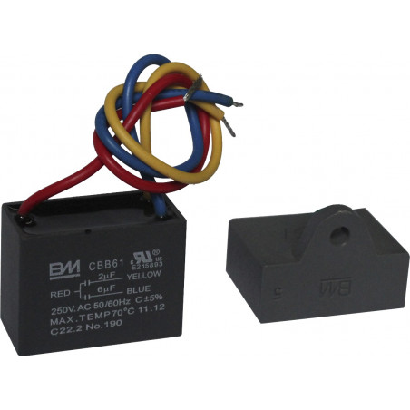 CAPACITOR 2+6 MFD 250 V 3 CABLES | Refacción y Repuesto para Ventiladores